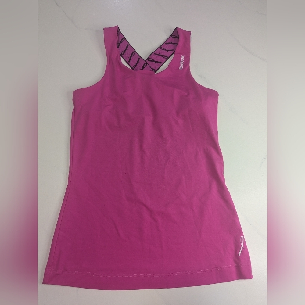 Reebok Play-Dry Breast Cancer Awareness Razorback Sports Top w/ Built In Bra, XS